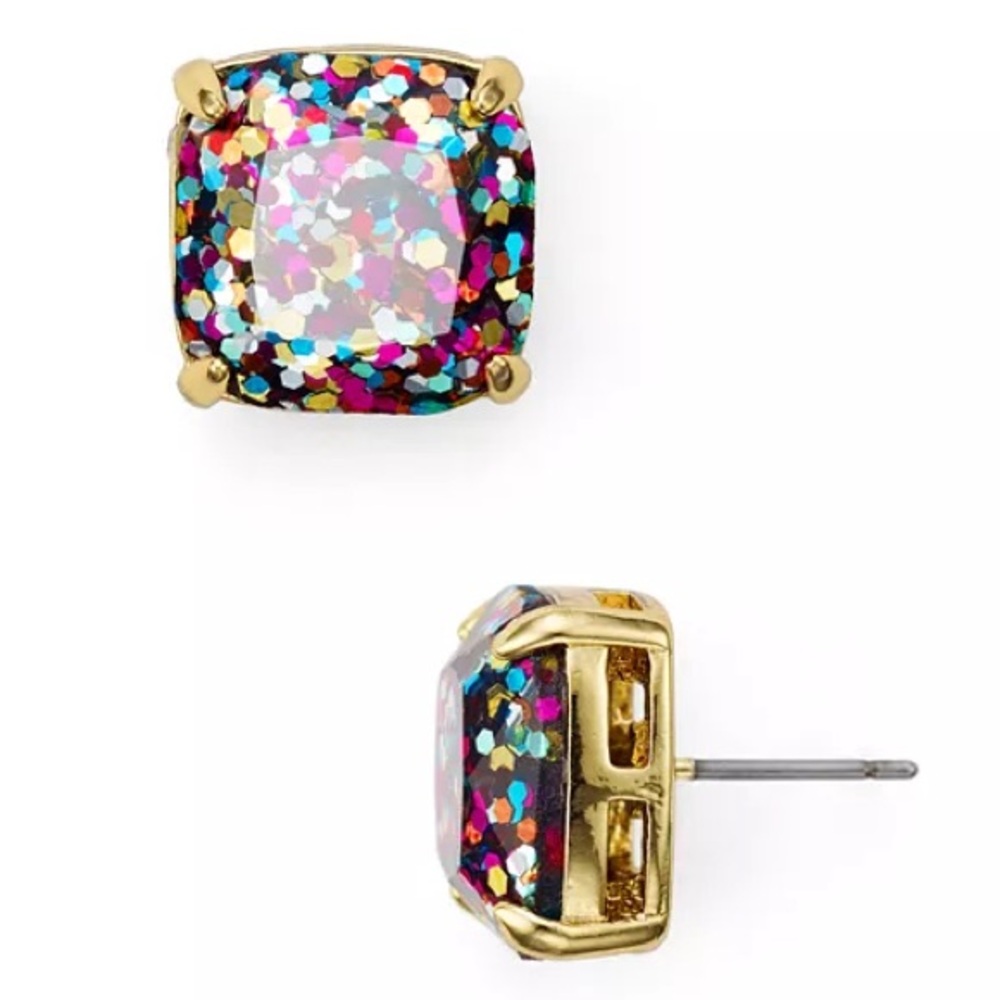 kate spade Multicolor Glitter Square Stud Earrings with Gold Setting